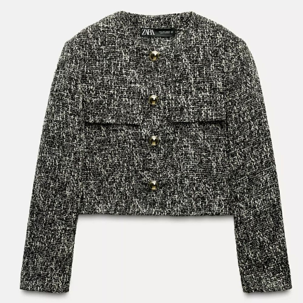 Zara TEXTURED SHORT BLAZER Size XL